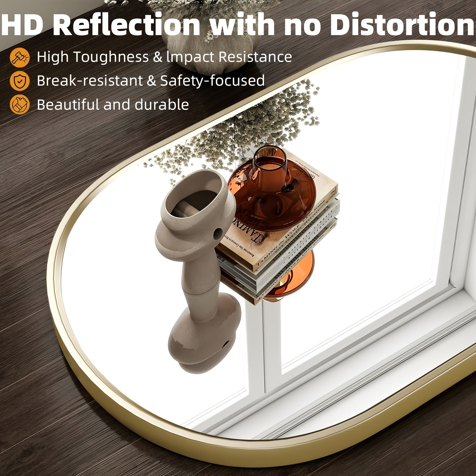 16x24 Inch Straight-edged Oval Mirror, High-definition And Shatter-resistant Mirror Surface, Frame Made Of Aluminum Alloy, Durable And Resistant to Deformation, Hanging Buckle Uses A Male-female Clasp Design for Easy Hanging.,  Bathroom Mirror