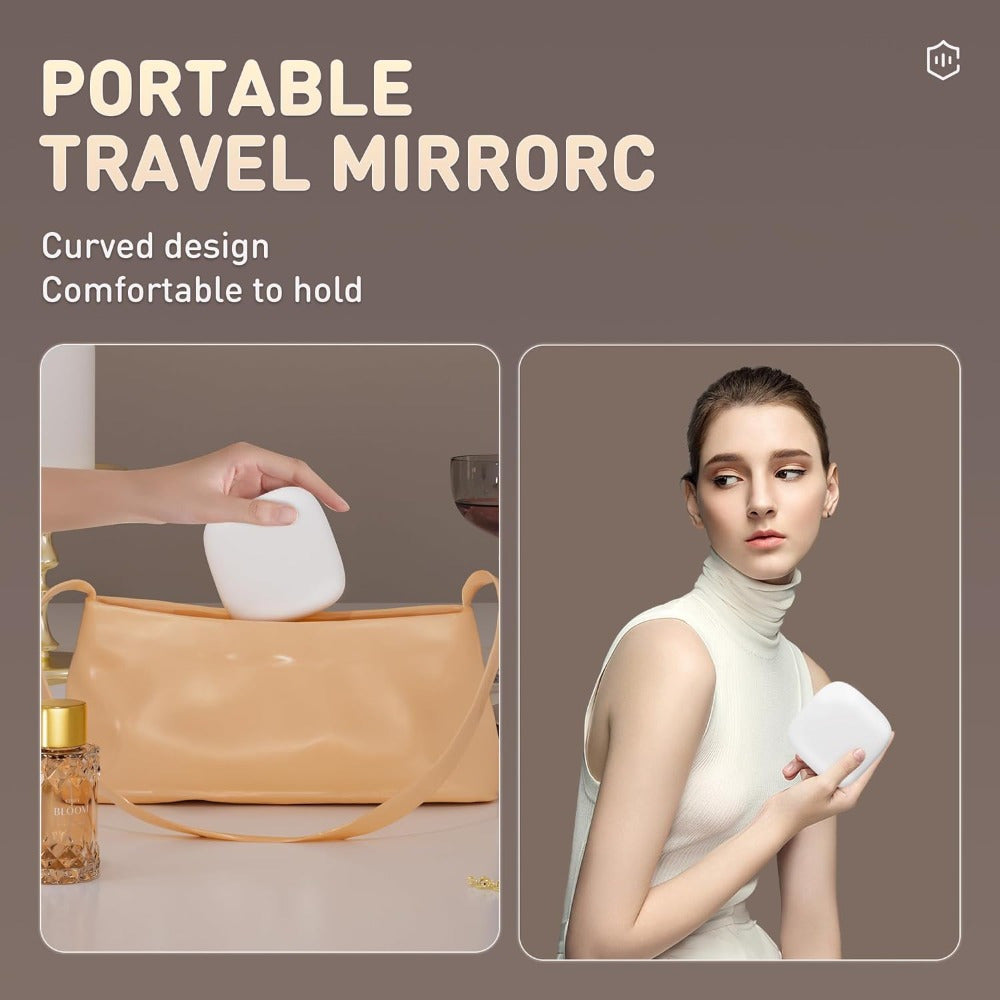 Hasipu Travel Mirror with Lights, Rechargeable Pocket Mirror, 1X\u002F10X 2-Side Magnification Makeup Mirror, 3 Modes Light & Dimmable Compact Mirror, Portable, Handheld Mirror for Gift