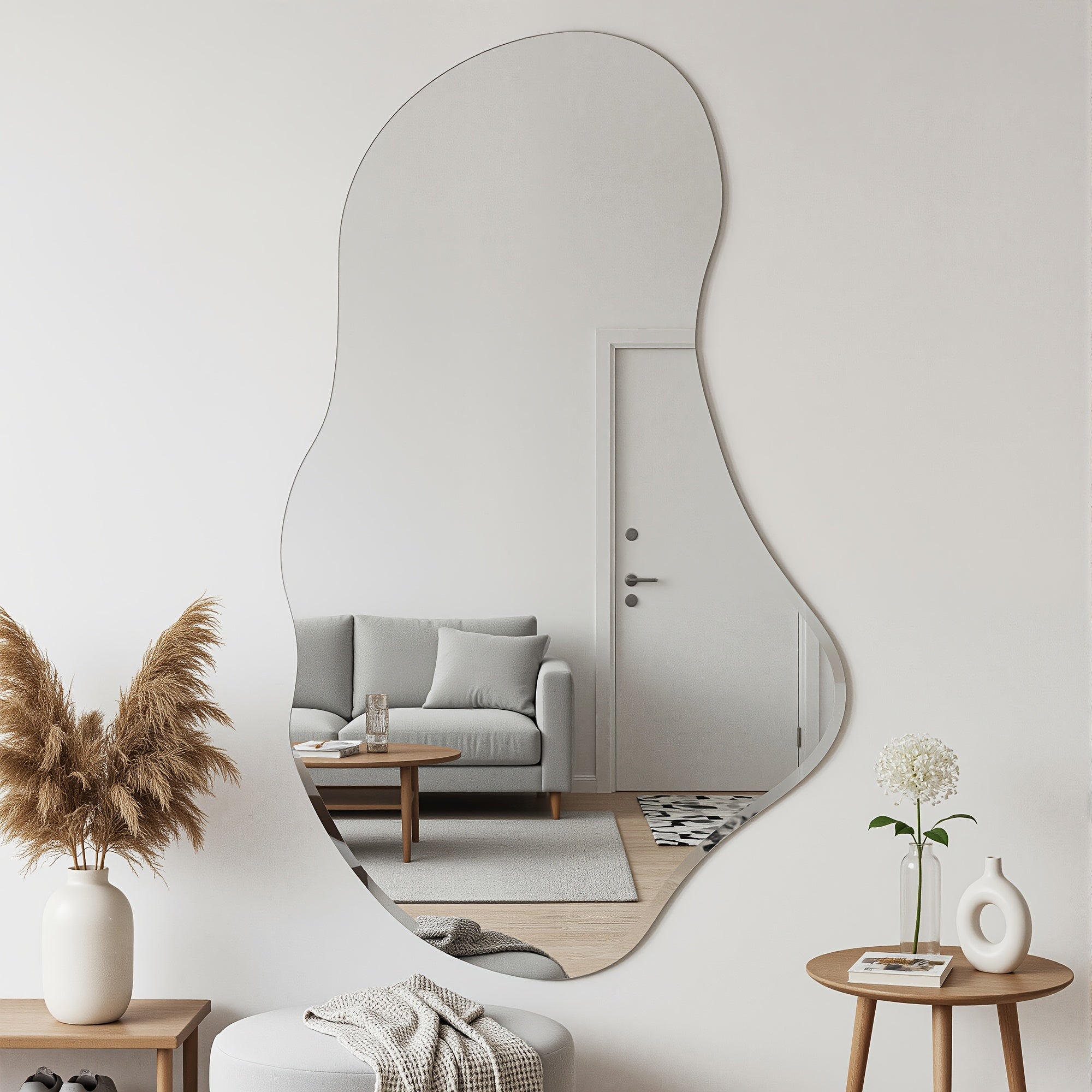 Irregular Wall Mirror Wall Mirrors Decorative Black Modern Asymmetrical Abstract Mirror for Bathroom Bedroom Living Room Entryway Hallway