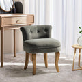Navy Velvet Vanity Stool with Low Back - Modern Upholstered Makeup Chair with Solid Wood Legs, Assembly Compact Dressing Table Chair Suitable for Women & Girls, Bedroom, Living Room, Dressing Table - Stylish Chair