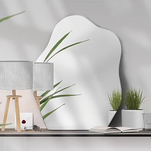 1pc a Non-Breakable Acrylic Cloud Mist Mirror Measuring 15.75 by 12.99 Inches, Featuring a Self-Adhesive Design That Requires No Drilling. Ideal for Wall Mounting, It Has a Unique Soft Shape