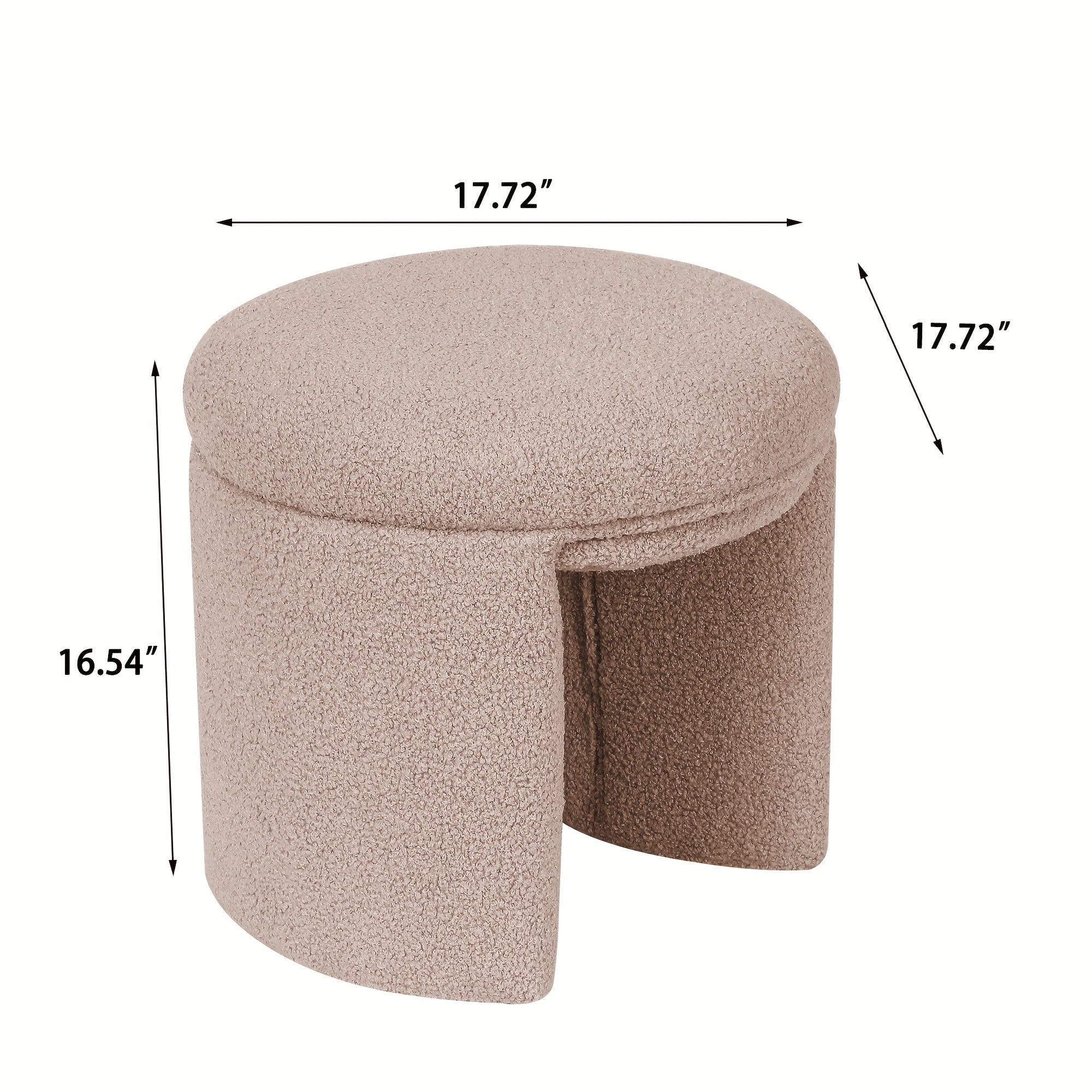Boucle Ottoman, Round Sherpa Vanity Stool Chair, Small Upholstered Modern Teddy Footstool for Makeup, Living Room, Entryway, Bedroom