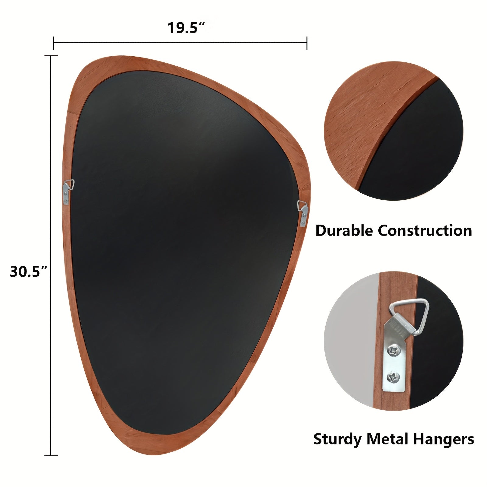WallBeyond Classic Walnut Color Pebble Shape Wall Mirror 30\