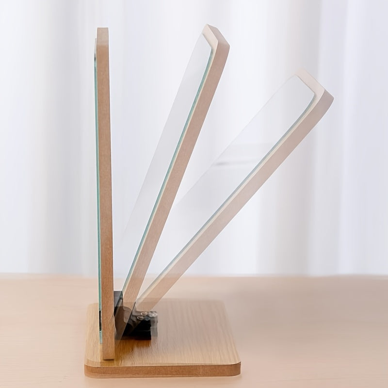 Elegant Wood Vanity Mirror Suitable for Women & - Adjustable Stand with Single-Sided Mirror, Polished Finish, Compact Mirror for Dressing Table, Bedroom, Dorm - Wood for Small Spaces