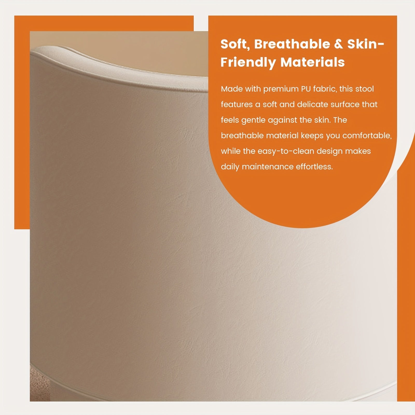 Adjustable Cream White Velvet Upholstered Round Stool And Vanity Chair with a Curved Backrest - a Small Modern Pouf Footrest for Makeup, Suitable for Living Rooms And Bedrooms