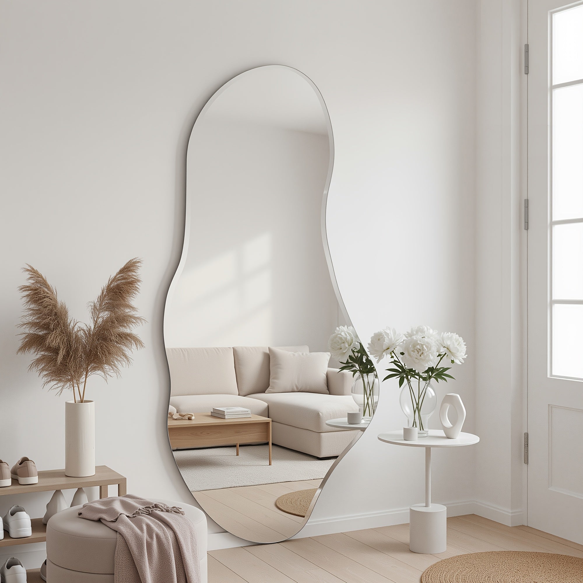 Irregular Wall Mirror Wall Mirrors Decorative Black Modern Asymmetrical Abstract Mirror for Bathroom Bedroom Living Room Entryway Hallway