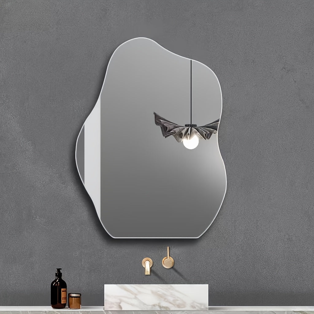 1pc a Non-Breakable Acrylic Cloud Mist Mirror Measuring 15.75 by 12.99 Inches, Featuring a Self-Adhesive Design That Requires No Drilling. Ideal for Wall Mounting, It Has a Unique Soft Shape