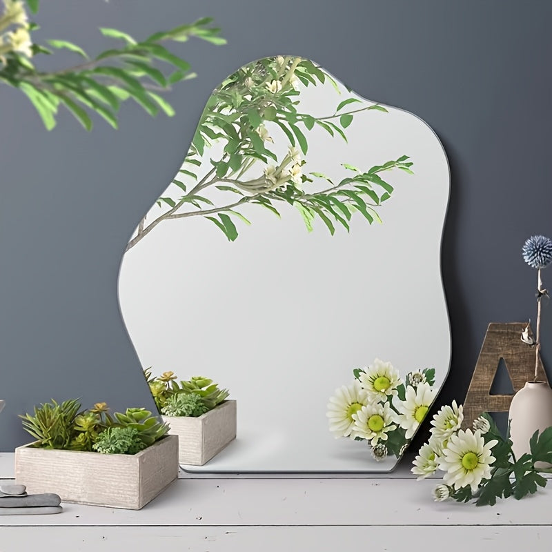 1pc a Non-Breakable Acrylic Cloud Mist Mirror Measuring 15.75 by 12.99 Inches, Featuring a Self-Adhesive Design That Requires No Drilling. Ideal for Wall Mounting, It Has a Unique Soft Shape