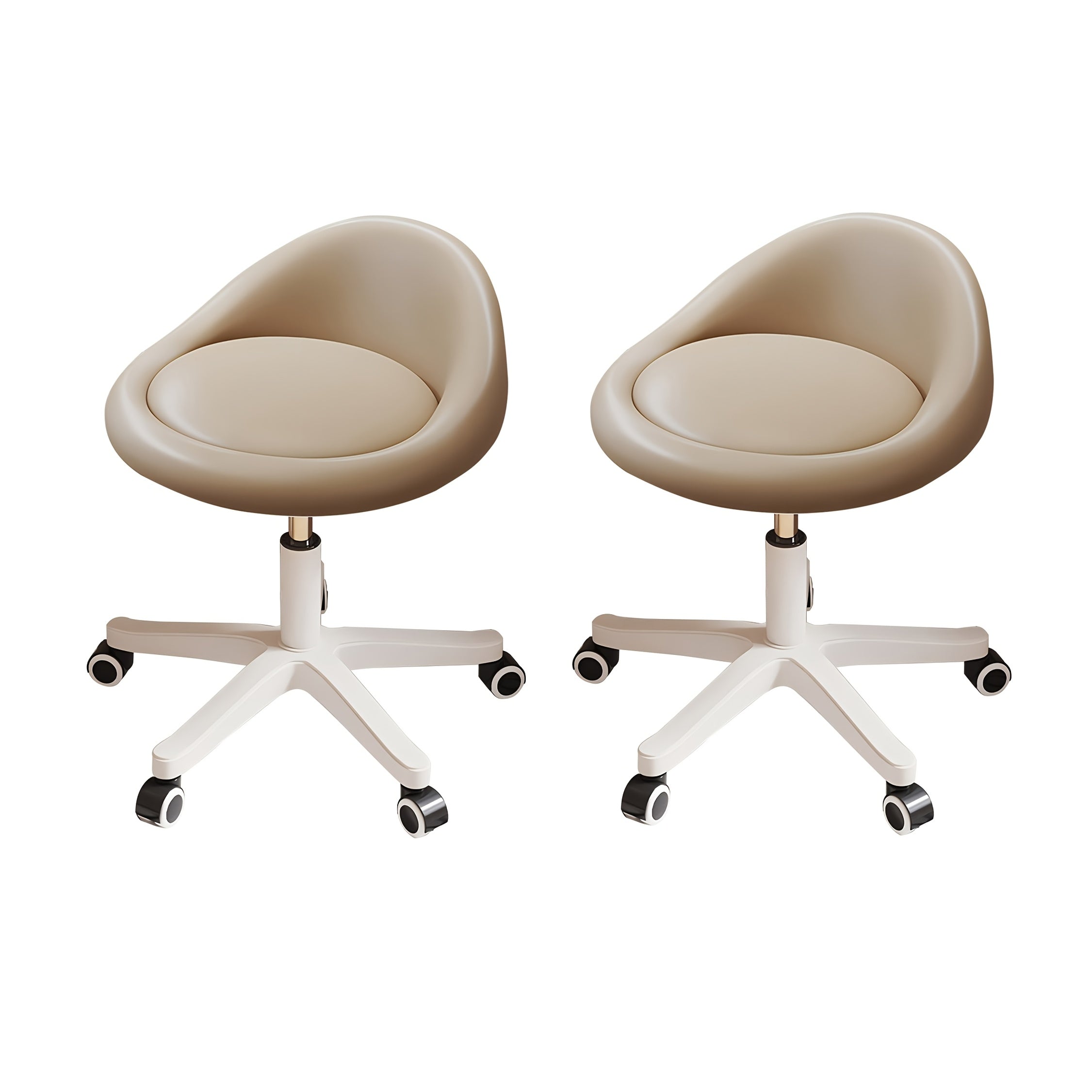 1pc\u002F2pcs Rolling Vanity Stool with Low Back, Height Adjustable Round Makeup Chair with 360° Swivel Wheels, PU Leather Dressing Stool for Bedroom, Salon, And Beauty Room