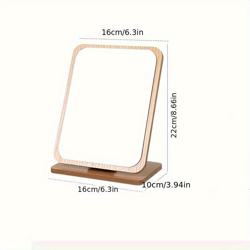 Elegant Wood Vanity Mirror Suitable for Women & - Adjustable Stand with Single-Sided Mirror, Polished Finish, Compact Mirror for Dressing Table, Bedroom, Dorm - Wood for Small Spaces