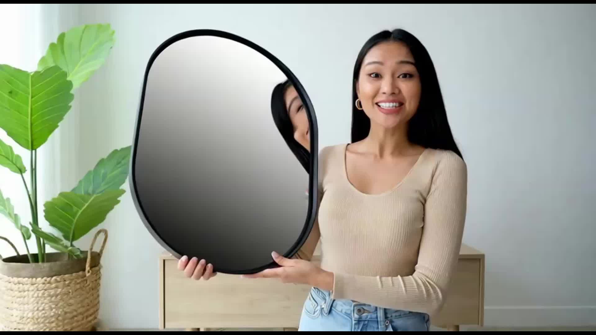 16x24 Inch Straight-edged Oval Mirror, High-definition And Shatter-resistant Mirror Surface, Frame Made Of Aluminum Alloy, Durable And Resistant to Deformation, Hanging Buckle Uses A Male-female Clasp Design for Easy Hanging.,  Bathroom Mirror