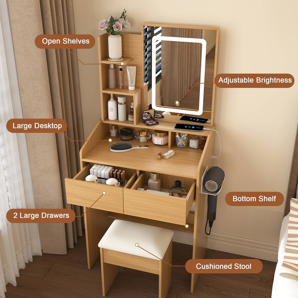 Bedroom Dressing Table, High-end Integrated Design Dressing Table Suitable For Small Apartments, Small Dressing Table With Stool, Multifunctional Bedroom Dressing Table, Cabinet Dressing Table For Placing Cosmetics