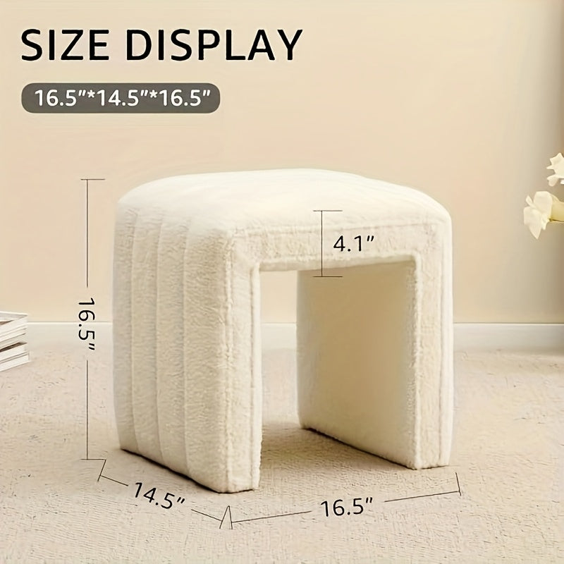 Velvet Vanity Stool Velvet U-Shaped Vanity Stool Chair | Multifunction Ottoman Footrest, Sofa Bench Extra Seat - Modern Home Decor for Makeup Room, Living Room, Entryway, Office