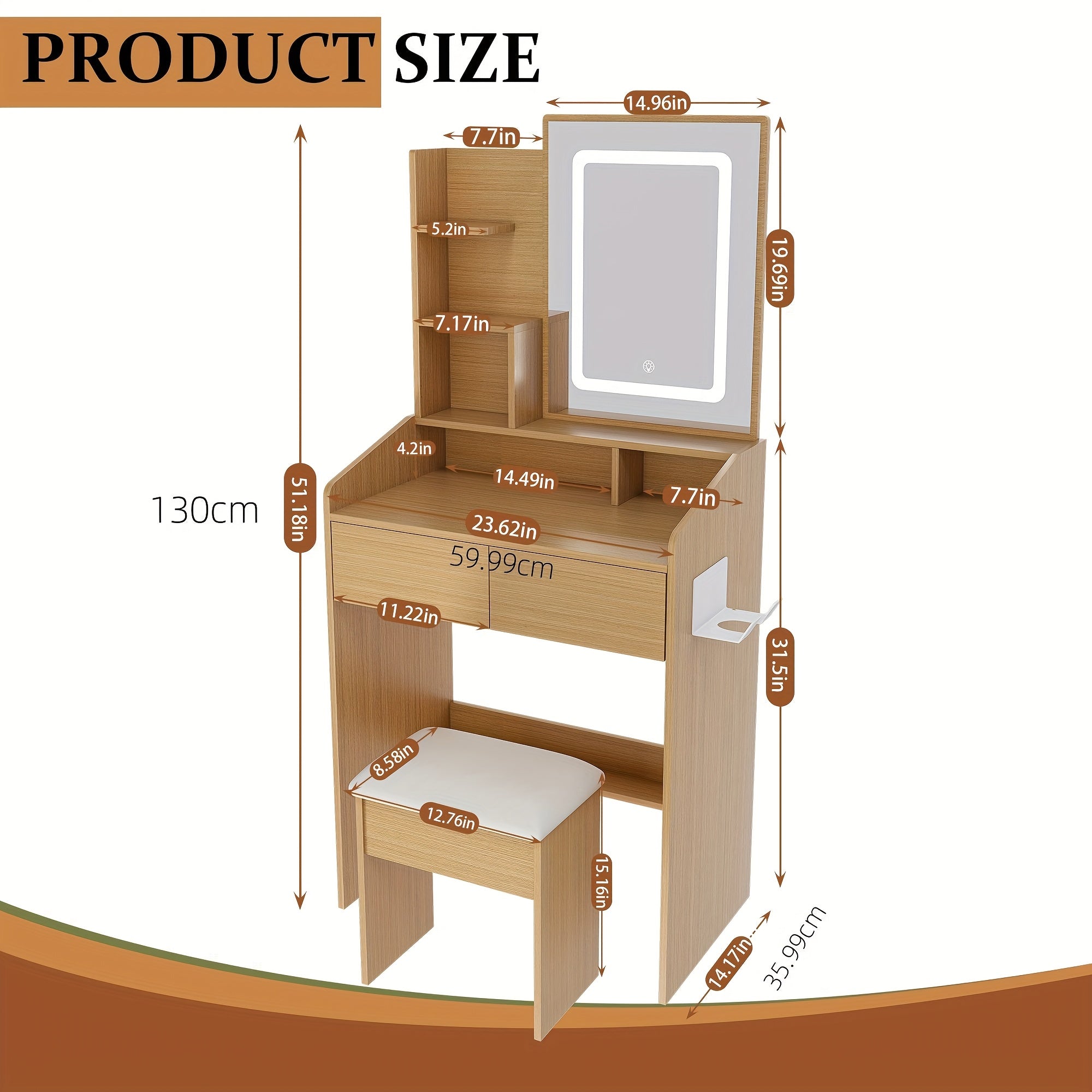 Bedroom Dressing Table, High-end Integrated Design Dressing Table Suitable For Small Apartments, Small Dressing Table With Stool, Multifunctional Bedroom Dressing Table, Cabinet Dressing Table For Placing Cosmetics