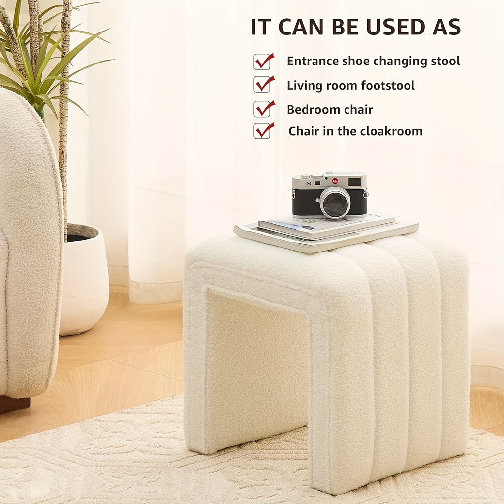 Velvet Vanity Stool Velvet U-Shaped Vanity Stool Chair | Multifunction Ottoman Footrest, Sofa Bench Extra Seat - Modern Home Decor for Makeup Room, Living Room, Entryway, Office